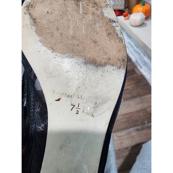 J. Renee Black And Mesh With Sequins Look Square Heel Pumps Size 7.5M - Picture 10 of 10